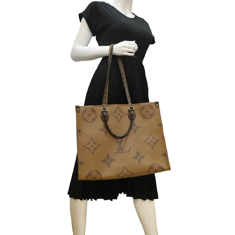 Sustainable fashion bagsLOUIS VUITTON Onthego GM Giant Monogram Canvas Tote Shoulder Bag Brown