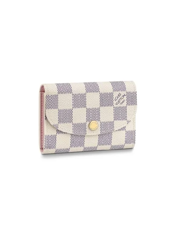 Minimalist leather handbagsLouis Vuitton Rosalie Coin Purse Damier Azure Rose Ballerine Pink