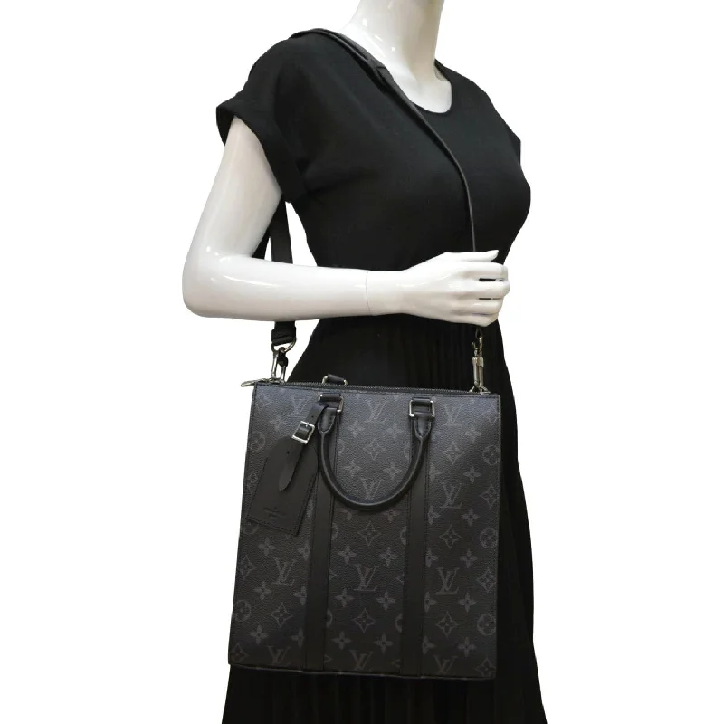 Trendy bucket bags for summerLOUIS VUITTON Sac Plat Monogram Eclipse Tote Shoulder Bag Black