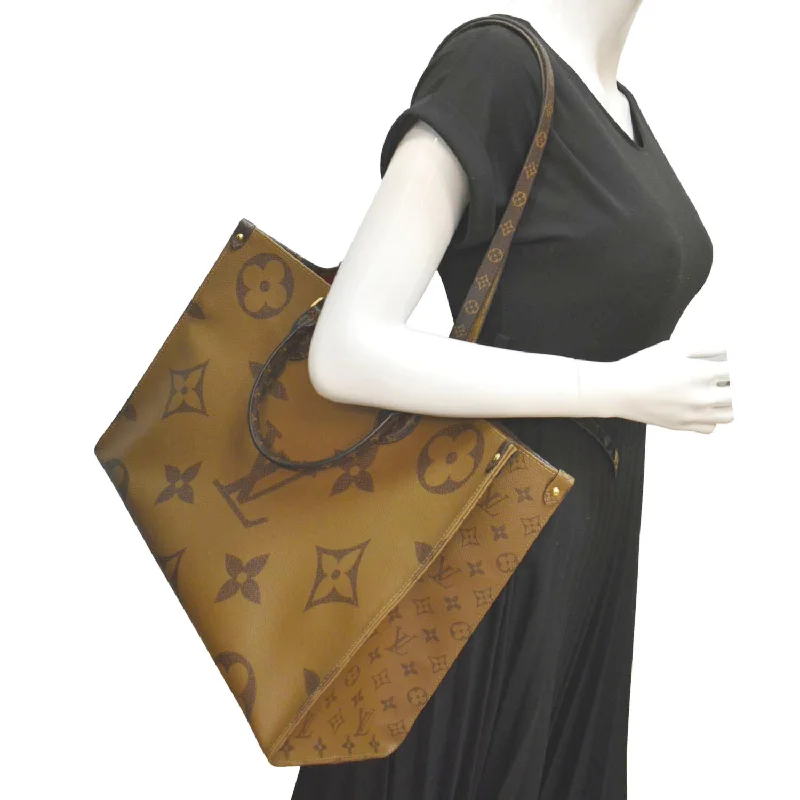 Affordable leather bagsLOUIS VUITTON Onthego GM Giant Monogram Canvas Tote Shoulder Bag Brown