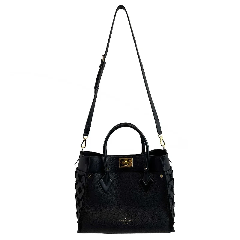 Affordable leather bagsLOUIS VUITTON On My Side Monogram Noir Black Tufting Tote Crossbody Handbag