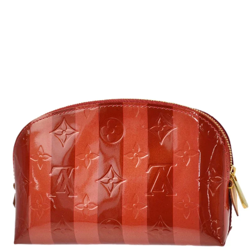 Designer bags with top handlesLouis Vuitton Red Vernis Rayure Pochette Cosmetic M91721