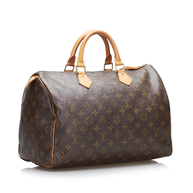 Designer bags with gold hardwareLouis Vuitton Monogram Speedy 35 35293)