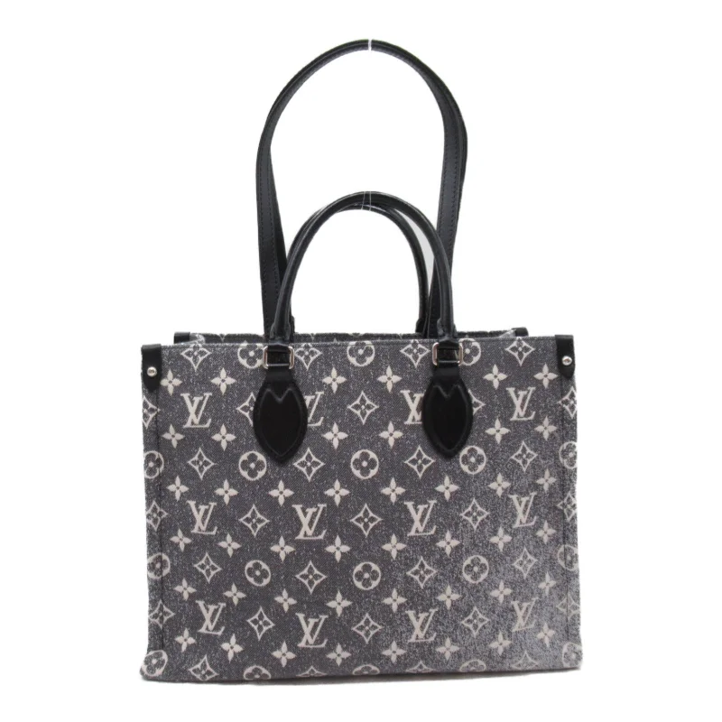 Minimalist leather handbagsLouis Vuitton On The Go MM Tortured Bag Denim Monogram   Grey M46448