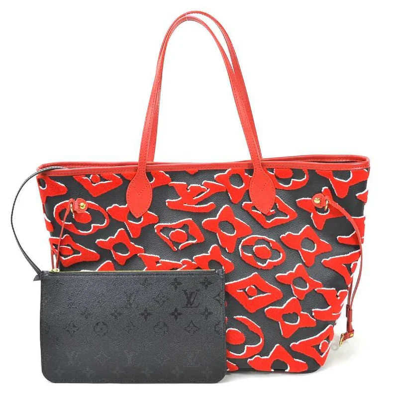 Luxury bags with chain strapsLouis Vuitton Shoulder Bag Tote Monogram LV UF Neverfull MM Black Red Tufted Canvas Ladies M45544