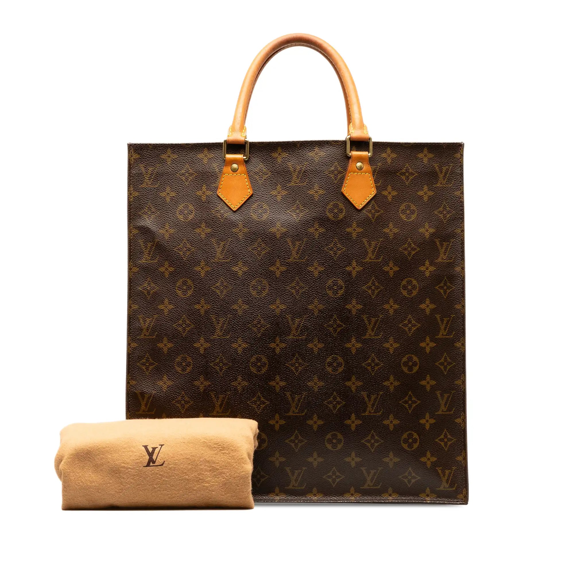 Designer bags with gold hardwareLouis Vuitton Sac Plat Monogram Canvas