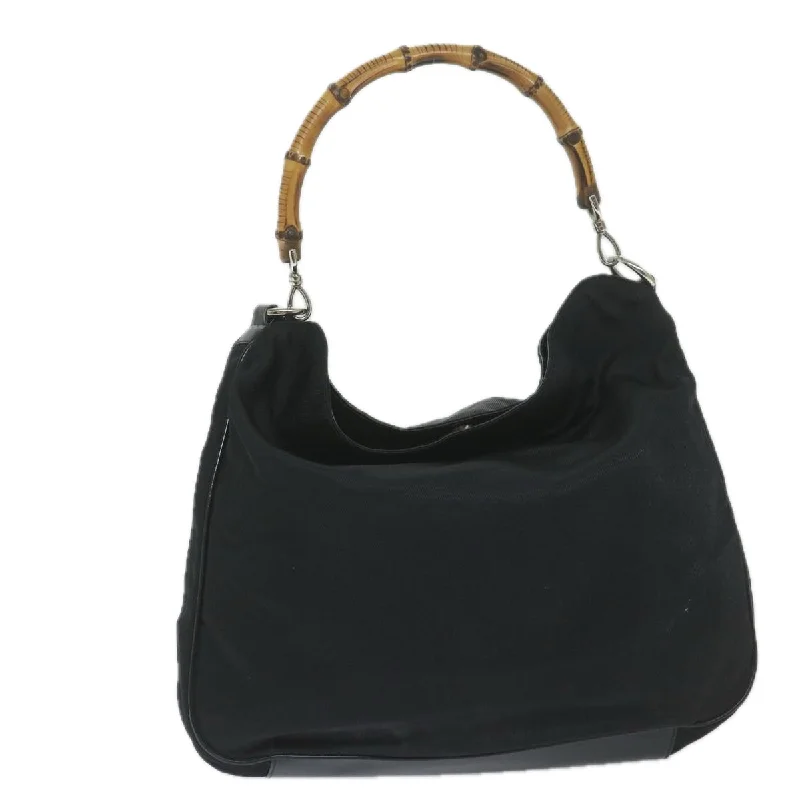 Designer bags with detachable strapsGUCCI Bamboo Shoulder Bag Nylon Black 001 1577 60687