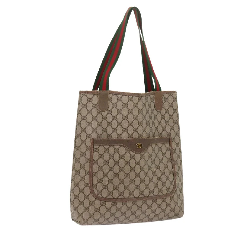 Best bags for business tripsGUCCI GG Supreme Web Sherry Line Tote Bag PVC Beige Red 39 02 003 ep3094