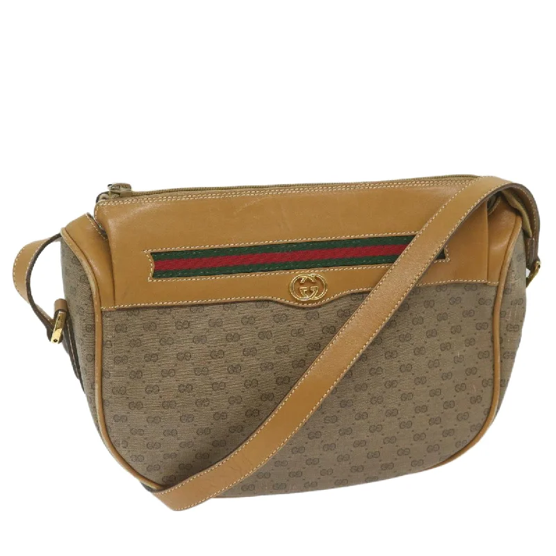 Affordable designer bag dupesGUCCI Micro GG Canvas Web Sherry Line Shoulder Bag PVC Beige Green yk9514