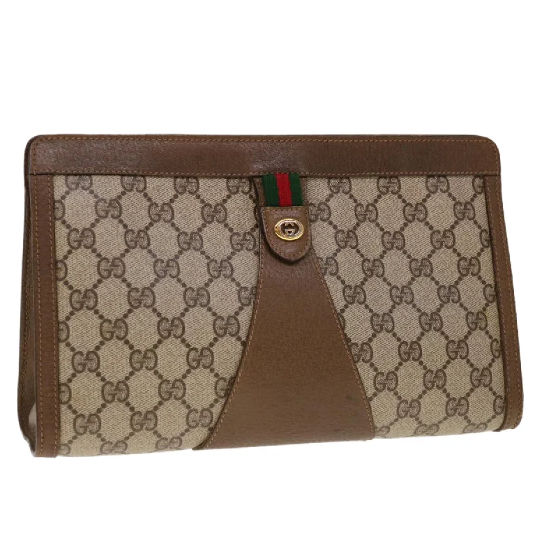 Lightweight duffle bags for gymGUCCI GG Canvas Web Sherry Line Clutch Bag PVC Beige Green Red yk10292