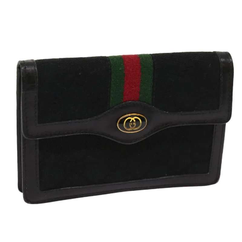 Affordable luxury bags GUCCI GG Canvas Web Sherry Line Pouch Black Red Green yk10242