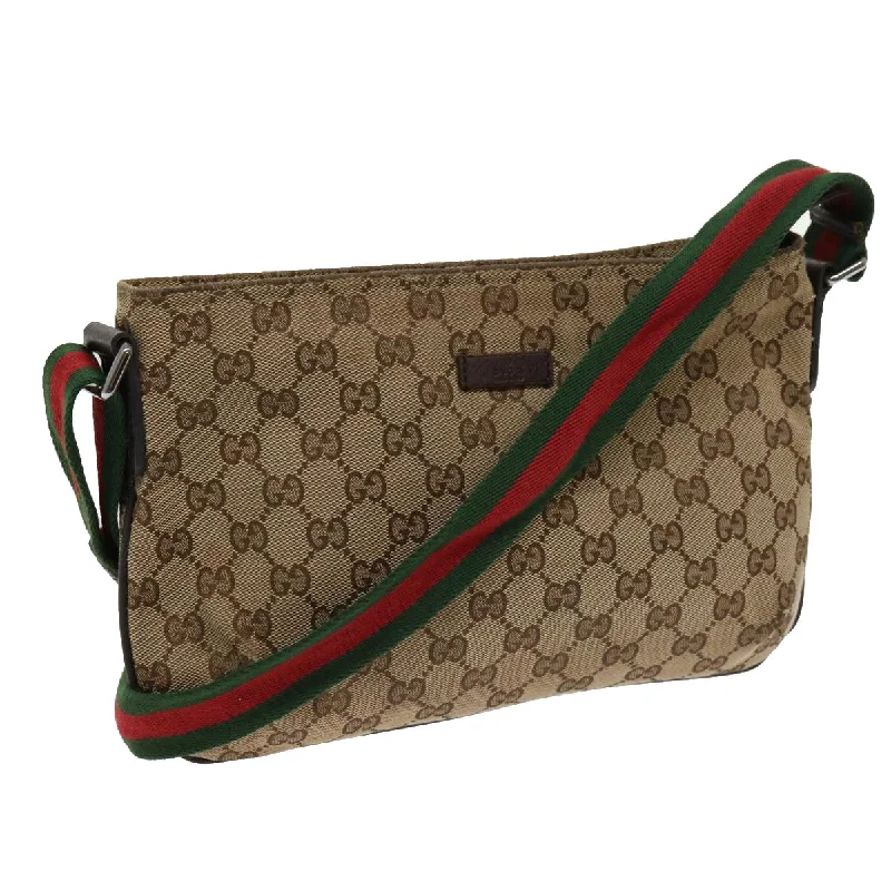 High-quality leather messenger bagsGUCCI Web Sherry Line GG Canvas Shoulder Bag Beige Red Green 189749 fm3098