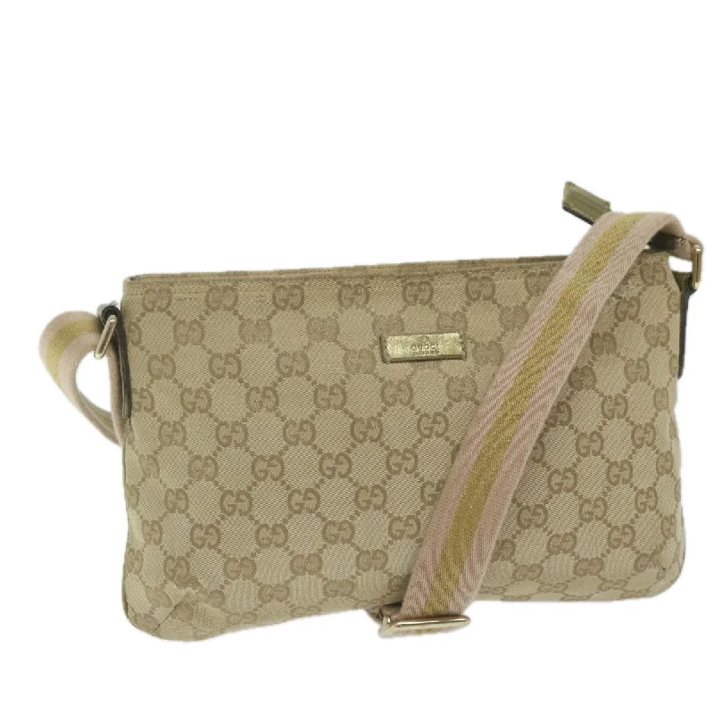 Designer bags with detachable strapsGUCCI GG Canvas Sherry Line Shoulder Bag Beige Gold pink 189749 tb967