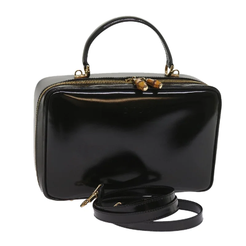 Sustainable fashion bagsGUCCI Bamboo Hand Bag Patent leather 2way Black 000 2122 65052