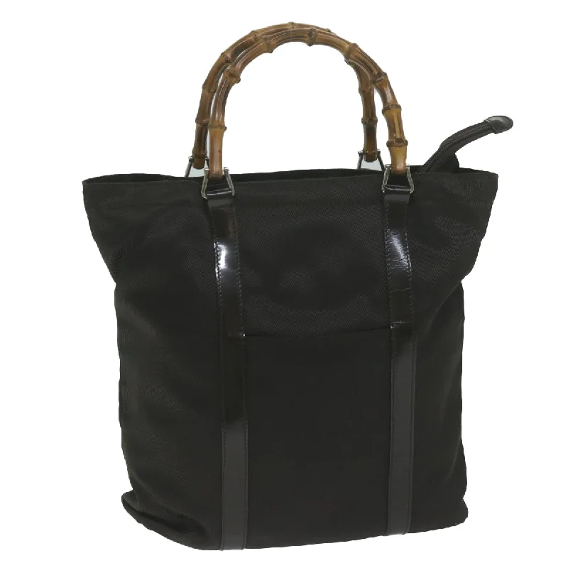 Eco-friendly tote bags for shoppingGUCCI Bamboo Hand Bag Nylon Brown 000 3754 0508 ep2964