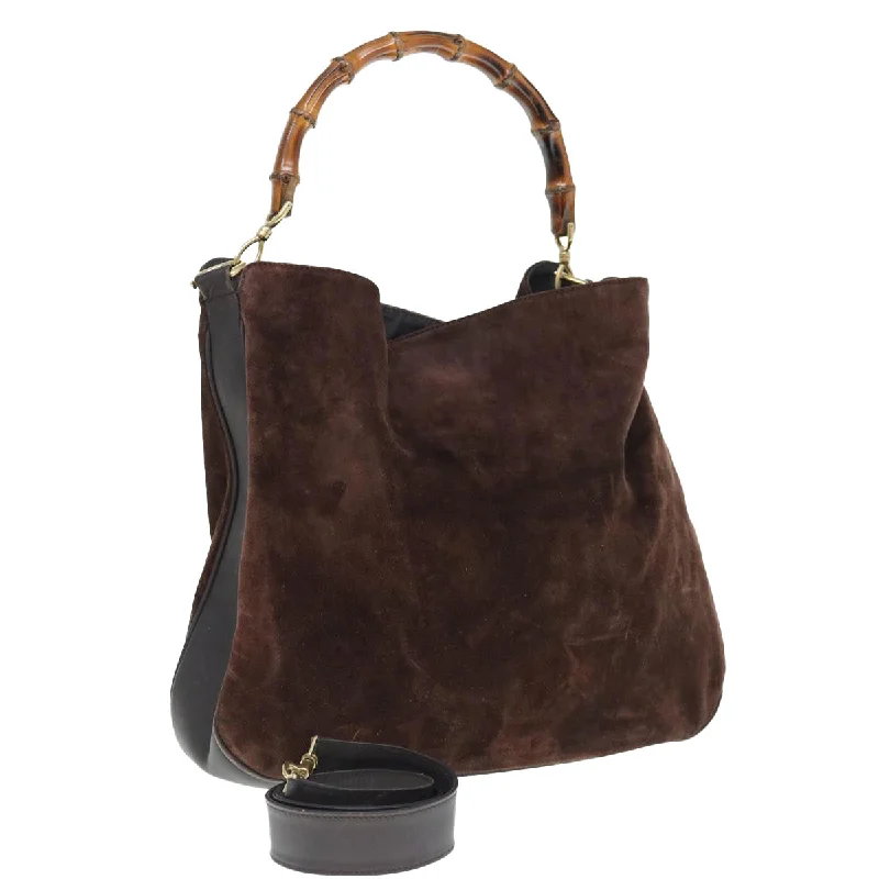 Affordable leather bagsGUCCI Bamboo Shoulder Bag Suede 2way Brown bs10661