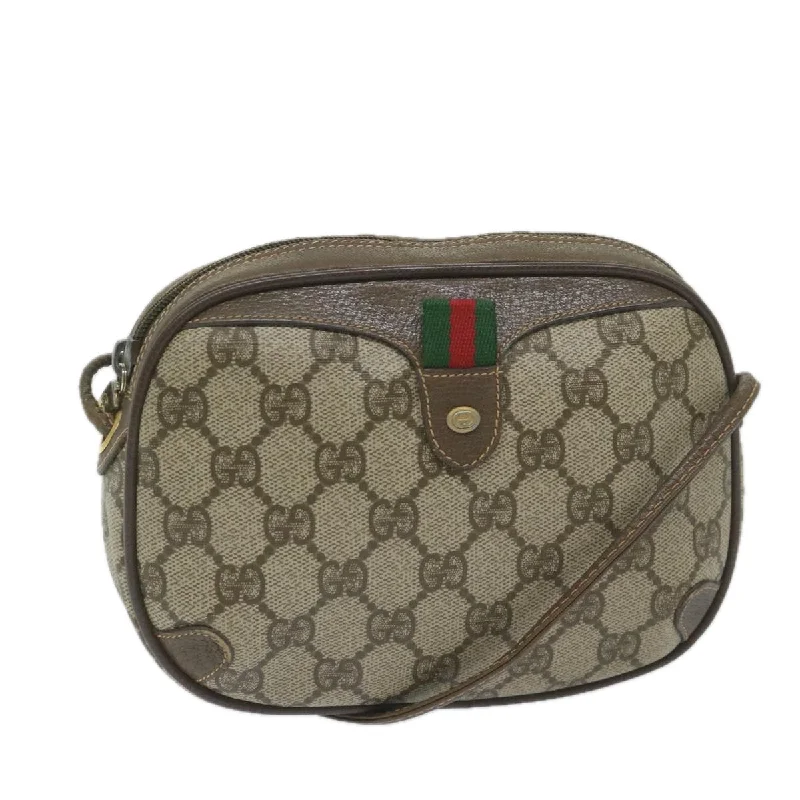 Crossbody bags for everyday useGUCCI GG Supreme Web Sherry Line Shoulder Bag Beige Red 156 02 066 yk9564