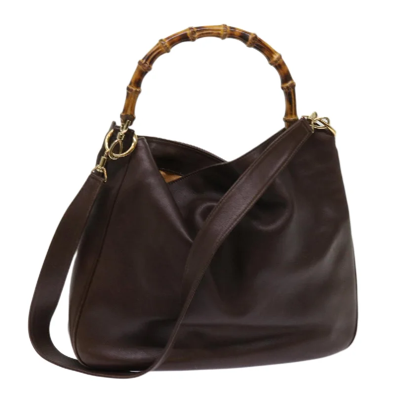 Designer bags with detachable strapsGUCCI Bamboo Shoulder Bag Leather 2way Brown 001 1705 1577 64481