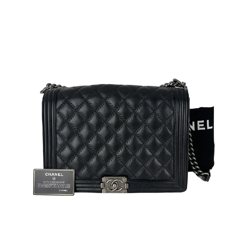 High-end designer bags for menLarge Le Boy Quilted Calfskin Black RHW