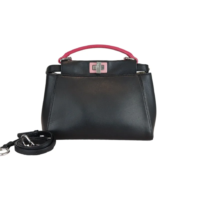 Sustainable fashion bagsPeekaboo Iconic Satchel Mini Nappa Colorblock Black SHW