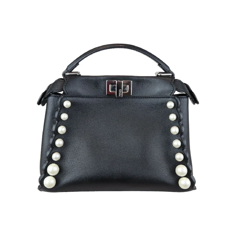 Vintage-inspired handbagsPeekaboo Iconic Satchel Mini Pearl Studded Black SHW