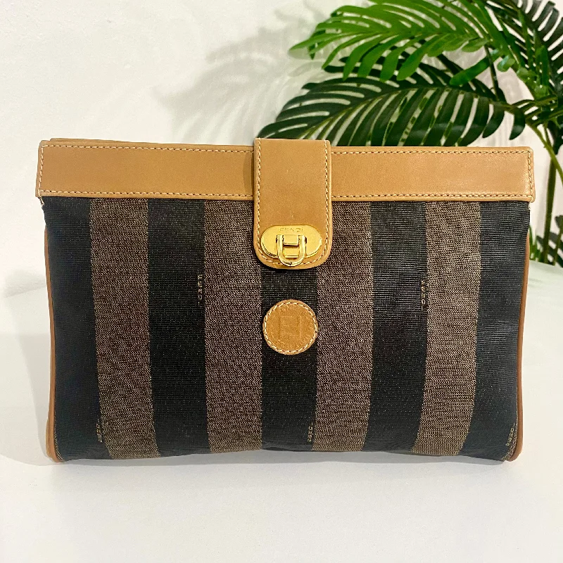 Waterproof backpack for hikingFendi Vintage Pequin Striped Clutch