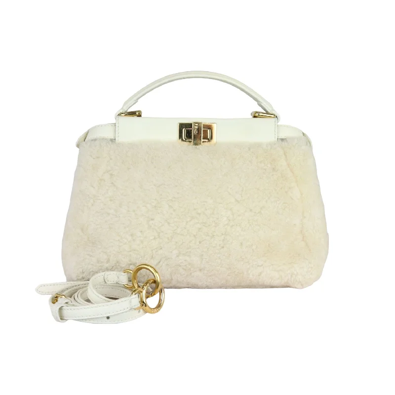 Stylish laptop bags for professionalsPeekaboo Iconic Satchel Mini Shearling Shiny White GHW