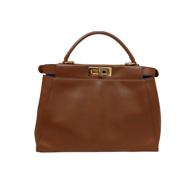 Luxury bags with chain strapsPeekaboo Medium Brown with blue interior