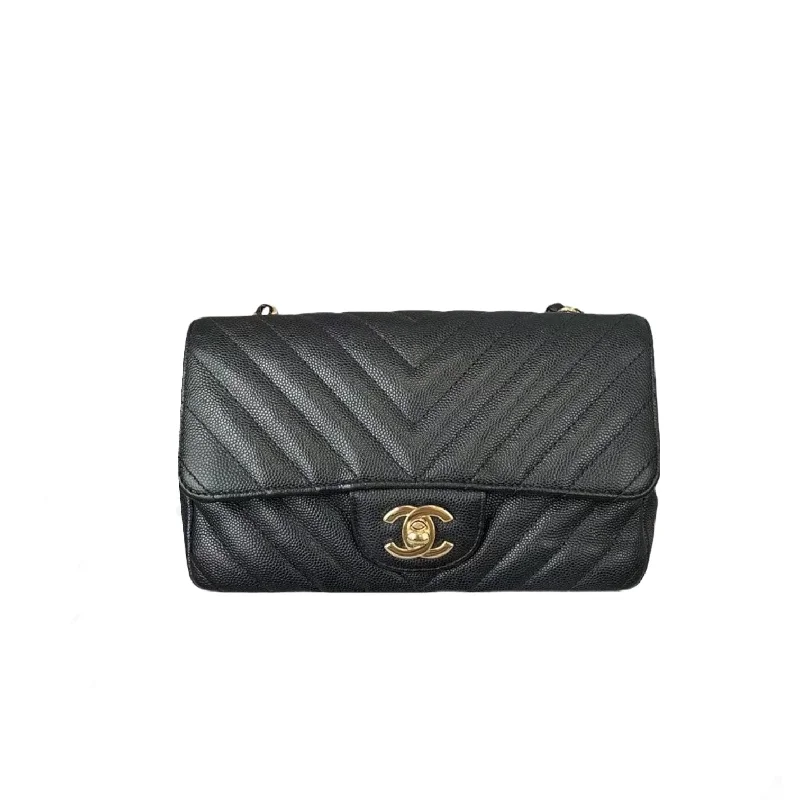 Luxury handbags 2025Mini Flap Chevron Caviar Black GHW