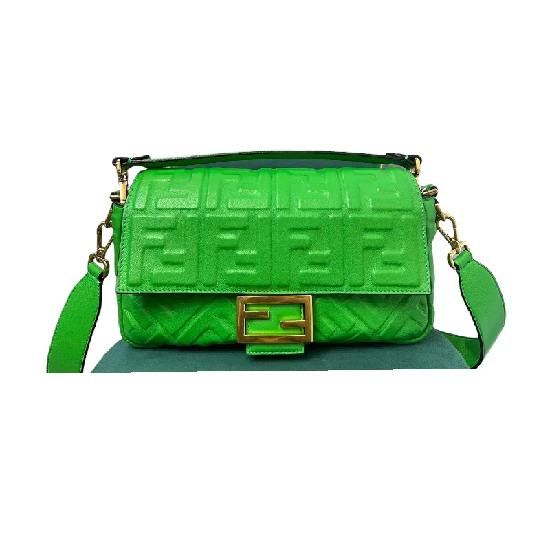 Affordable leather bagsBaguette Mini 1974 Nappa FF Embossed Green GHW