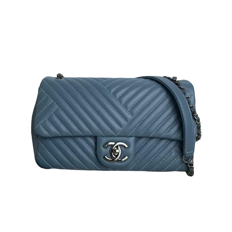 Customizable monogram bagsCC Crossing Flap Small Lambskin Blue SHW