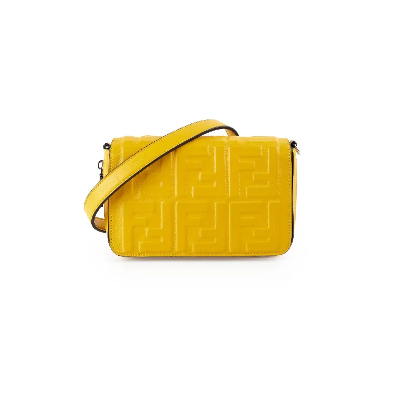 Designer bags with detachable strapsFendi Expand Nappa FF 1974 Mini Embossed Flap Bag Yellow