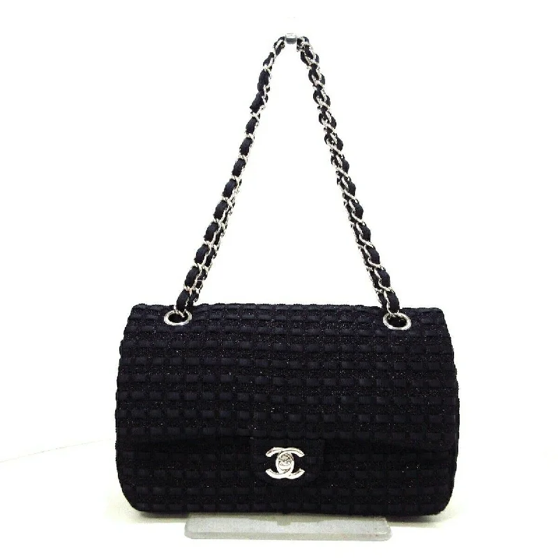 Designer bags with top handlesMedium Classic Flap Black Tweed SHW