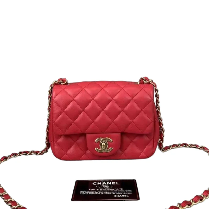 Affordable designer bag dupesClassic Flap Square Mini Lambskin Red GHW