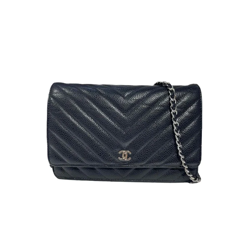 Vegan leather handbagsWOC Caviar Black SHW