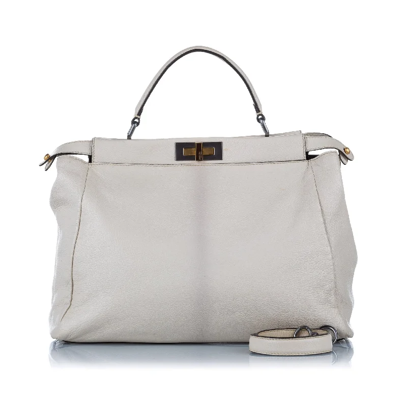 Eco-friendly tote bags for shoppingPeekaboo Leather Satchel White