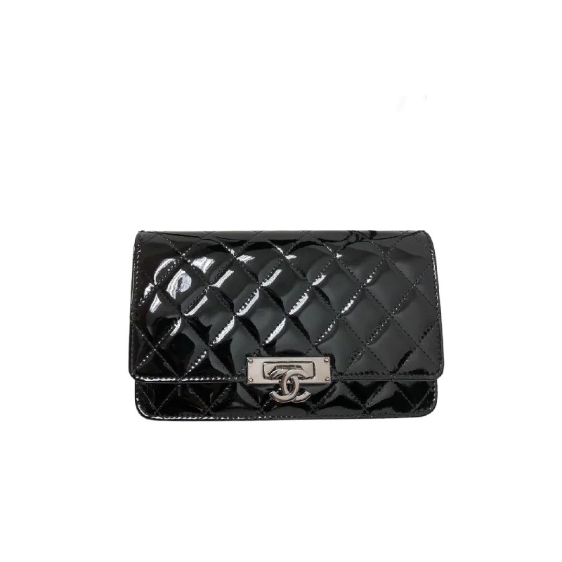 Elegant clutch bags for weddingsGolden Class Double CC WOC Black Patent Leather with SHW