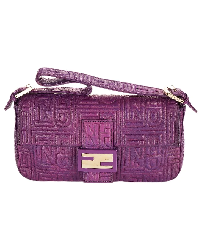 High-quality leather messenger bagsFendi purple leather baguette bag - AJC0842