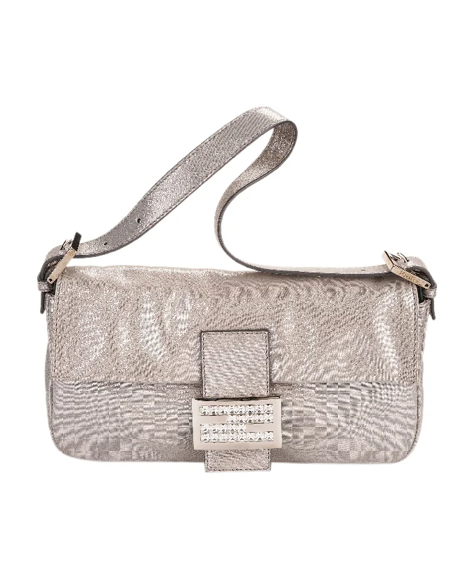 Best bags for photographersFendi metallic silver baguette with crystal buckle  - AJC0844