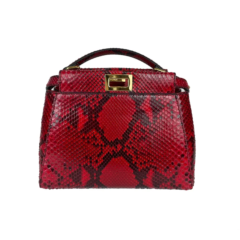 Vegan leather handbagsPeekaboo Mini Python-Skin in Red with GHW