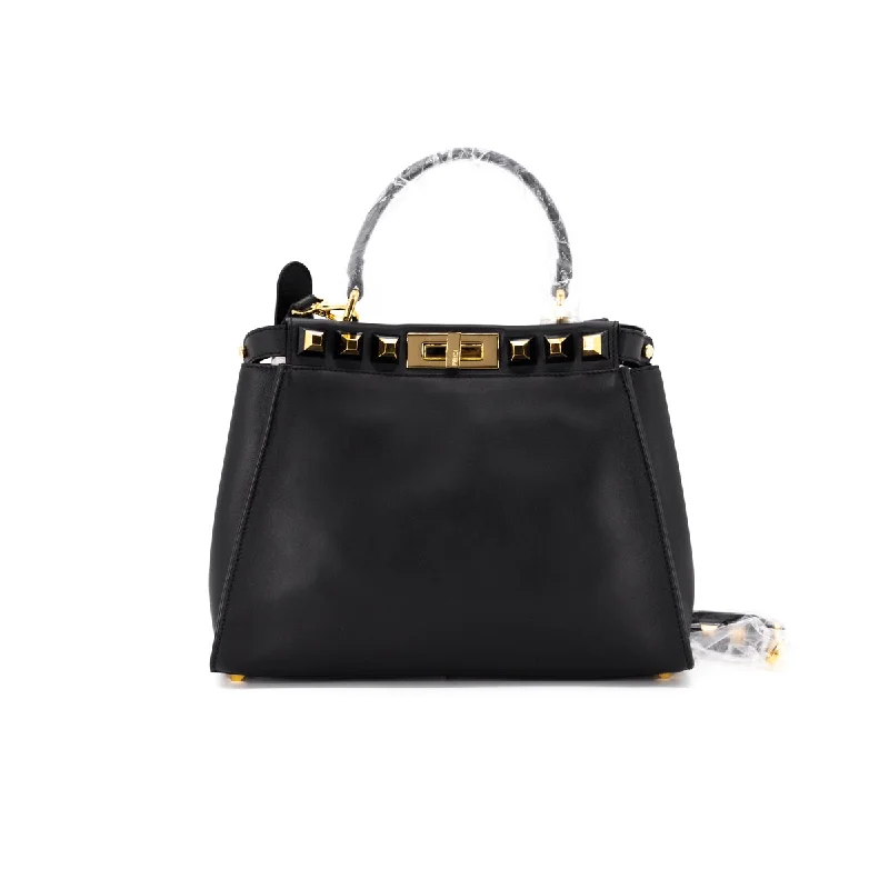 High-quality leather messenger bagsFendi Peekaboo Medium Calfskin Studded Black GHW