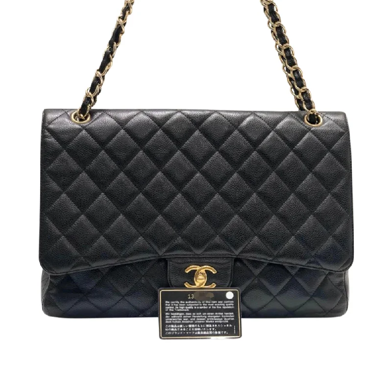 Customizable monogram bagsClassic Single Flap Maxi in Black Caviar Leather with GHW