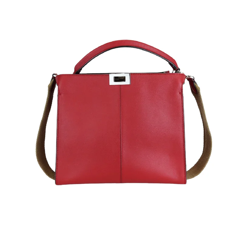 Best bags for weekend getawaysVitello Seta Glazed Fabric FF 1974 Medium Peekaboo X-Lite Red SHW