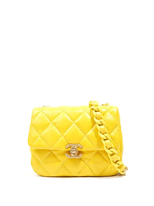 Lightweight duffle bags for gymCandy Chain CC Yellow Mini Square Flap Bag