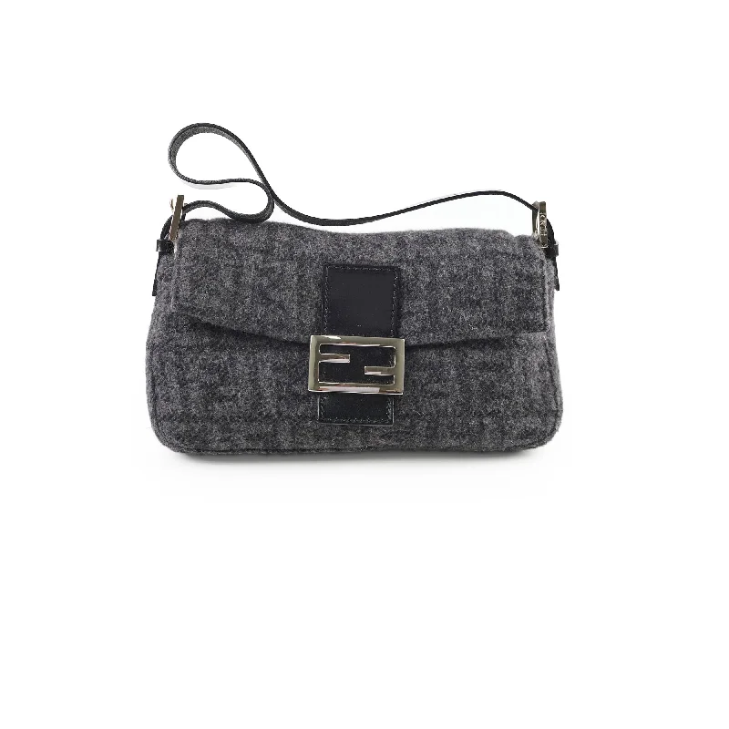 Compact crossbody bags for travelFendi Wool Baguette Dark Grey