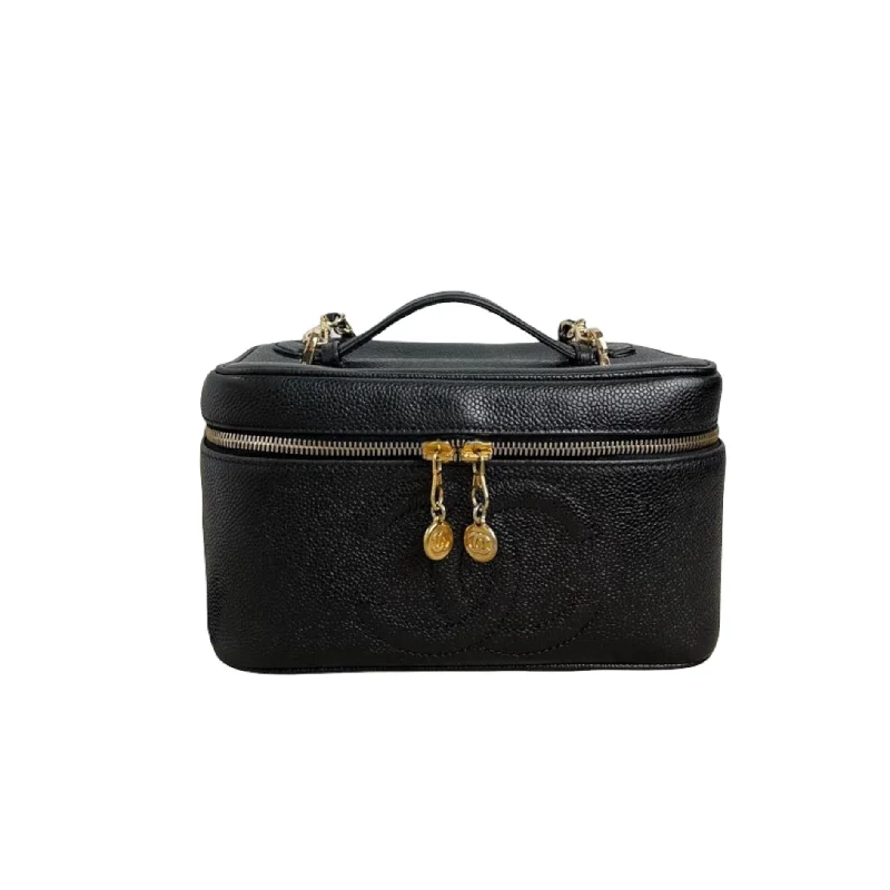 Minimalist leather handbagsCaviar CC Vanity Cosmetic Case Black