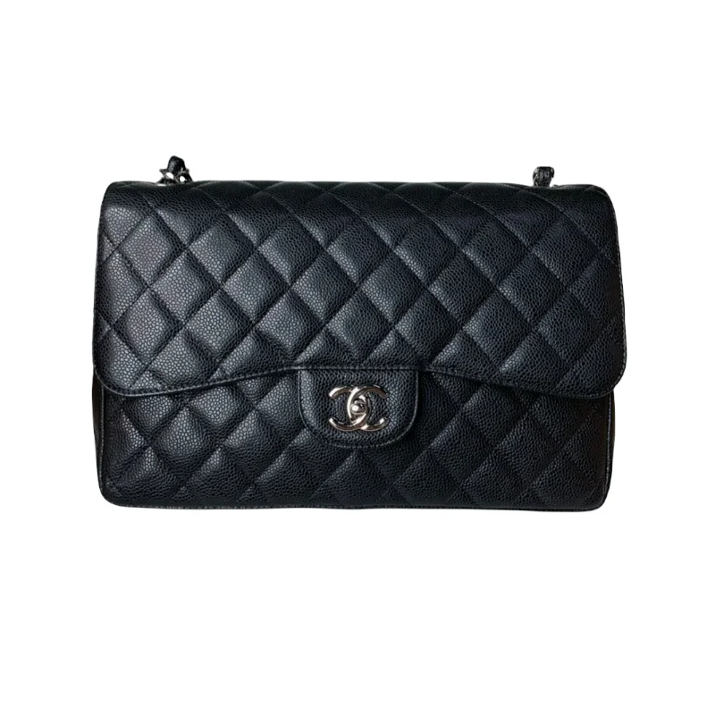 Luxury bags with exotic skinsJumbo Double Flap Caviar Black SHW