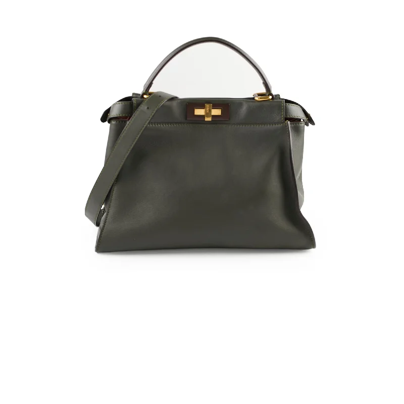 Customizable monogram bagsFendi Medium Peekaboo Dark Olive / Grey