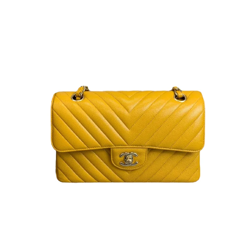 Luxury bags with exotic skinsSmall Classic Chevron Flap Caviar Yellow SHW