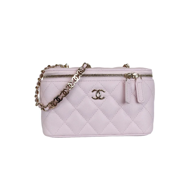 Luxury handbags 2025CC Chain 22P Small Vanity Light Pink Caviar LGHW